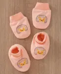 Babyhug 100% Cotton Mittens & Booties Floral Print - Pink