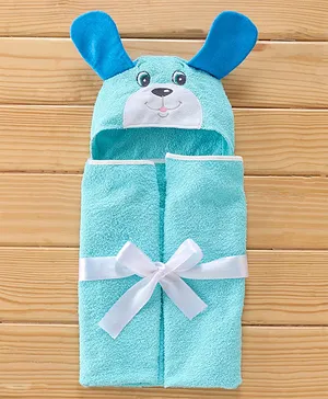 Babyhug Woven Terry Hooded Towel L 76.2 x B 76.2 cm - Blue