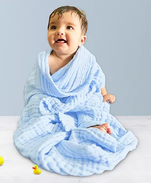 Babyhug Terry Knit Hooded Wrapper With Star Print L 73 x B 73 cm -