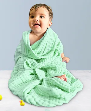 Babyhug Terry Knit Hooded Towel With Striped & Giraffe Print L 72 x B