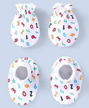 Ben Benny Interlock Mittens Star Print Pack of 4 - White & Sky Blue