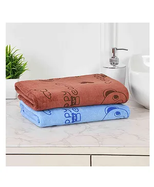 The Little Lookers 100% Cotton Printed Towel - Blue ( Print May