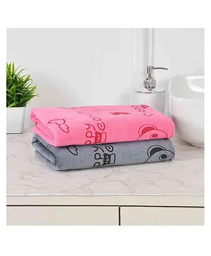 Simply Terry Knit Hooded Bear Printed Towel & Wrapper L 80 x B