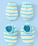 Babyhug Cotton Floral Print Mittens & Booties Set - White