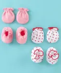 Mothercare Cotton Pack Of 2 Floral Printed Mittens - Pink