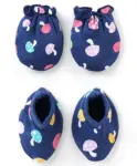 Babyhug 100% Cotton Interlock Knit Mittens & Booties With Floral...