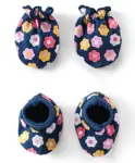 Doodle Poodle 100% Cotton Dot Print Mittens & Booties- Blue