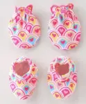 Babyhug 100% Cotton Knit Space Theme Printed Mittens & Booties - Light...
