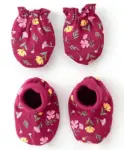 Babyhug 100% Cotton Mittens & Booties Set Plain Print - Yellow