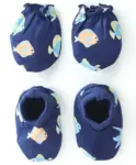 Ben Benny 100% Cotton Knit Mitten & Booties with Solid & Dolphin...