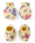 Babyhug 100% Cotton Interlock Knit Mittens And Booties Dino Print -...