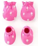 Babyhug 100% Cotton Knit Mittens and Booties with Beach Theme Print -...