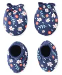 Babyhug 100% Cotton Knit Floral & Polka Dots Printed Mittens Pack...