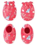 Ben Benny 100% Cotton Knit Mittens & Booties With Dolphin Print Pack...