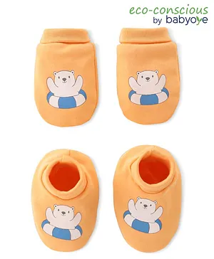 Babyhug 100% Cotton Mittens and Booties Floral Print - Red