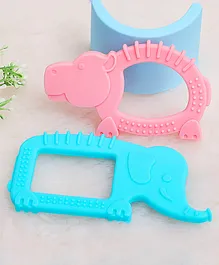 Baybee Natural Silicone Teether Pack Of 2 - Multicolor