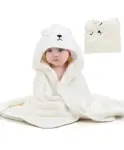 Pink Rabbit Terry Knit Hooded Towel With Teddy Bear Patch L 84 x B 82