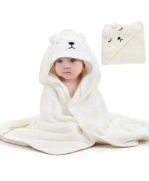 Pink Rabbit Terry Knit Hooded Towel With Teddy Bear Patch L 84 x B 82