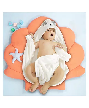 Tinycare Baby Towel with Rabbit Print - Blue