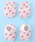 Babyhug 100% Cotton Mittens & Booties Set with Strawberry Print...