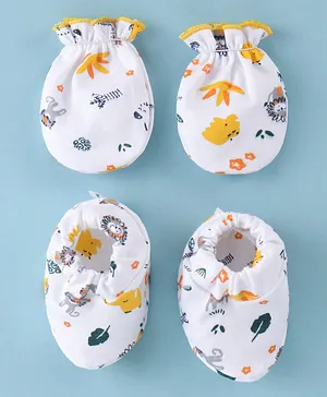 OHMS Interlock Knit Mittens & Booties Set with Tropical Theme...