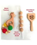 BRAIN FACTORY Wooden Owl  Teether Rattle Toy - Neem...