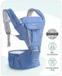 High Chair with Wheels and Printed Cushion - Blue| 5...