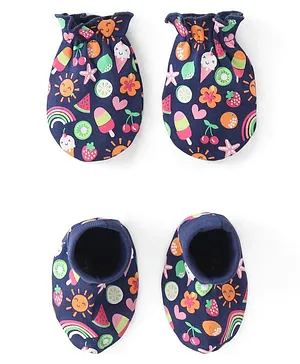 Babyhug 100% Cotton Knit Mittens Car Print Pack Of 3 - Multicolor