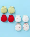 Ben Benny 100% Cotton Knit Mittens Solid Floral Print & Cloud Patch...