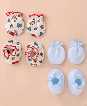 Babyoye Cotton Eco Jiva Finish Mittens & Booties Set Printed - Pink