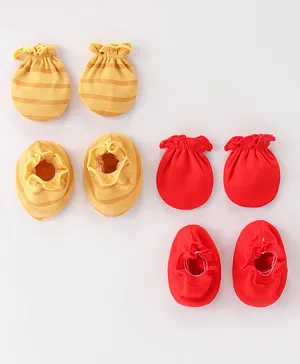 Ben Benny Interlock Cotton Knit Mittens & Booties Set Solid &...