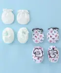 Ben Benny Interlock Mittens Floral Print Pack of 3 - White & Pink