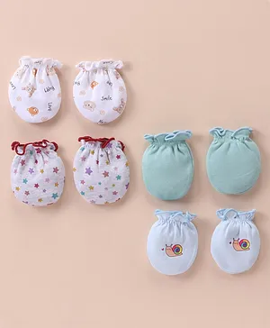 Simply Interlock Knit Mittens & Booties Jocker Print - Dark Brown