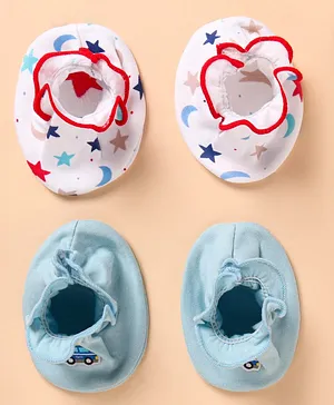 Ben Benny Interlock Knit Solid Color & Star Print Booties Pack of 3 -...