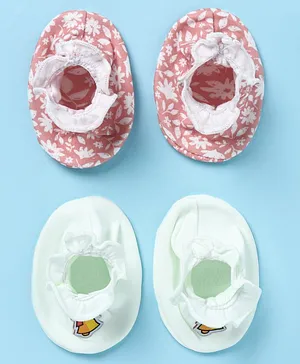 Ben Benny 100% Cotton Knit Mittens with Solid Strips & Bunny Print...