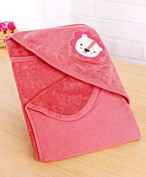 Babyhug Terry Knit Hooded Bath Towel With Floral Print L 76.2 x B 76.2