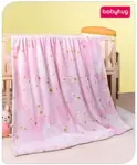 Babyhug Premium Cotton Knitted & Fur Blanket - Pink