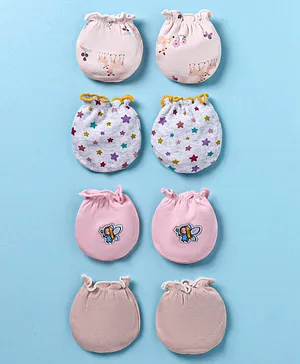 Babyoye Cotton Knit Mitten & Booties Floral Print - Green