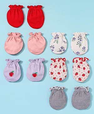 Ben Benny Interlock Knit Mittens with Floral Strawberry Apple...