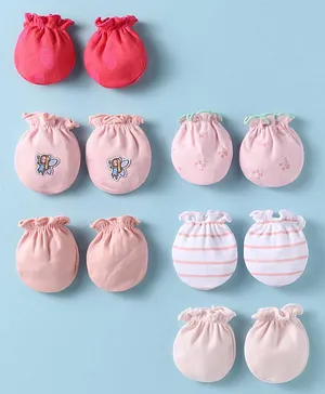 COCOON ORGANICS Cotton Pack of 5 Solid Plain Mittens - Yellow...