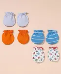 Ben Benny 100% Cotton Knit Mitten Booties Set with Solid & Boat...