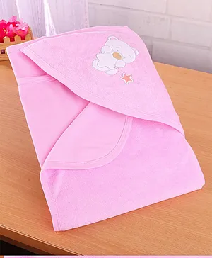 Babyhug Double Ply Terry Hooded Towel Bear Embroidery L 25 x B 30