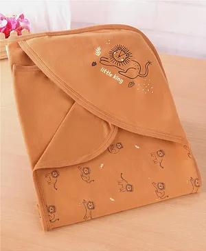 Babyhug Woven Terry Hooded Towel Dog Embroidery - Aqua