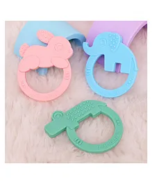 HAPPY HUES Silicone Rattle & Teether Toy- Baby...