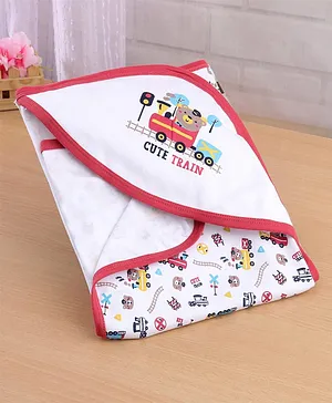 Babyhug Woven Terry Towel With Hood Floral Print L 76.2 x B 76.2 cm -