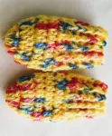 Little Peas Woollen Handmade Colour Blocked & Pompom Detailed Mittens...