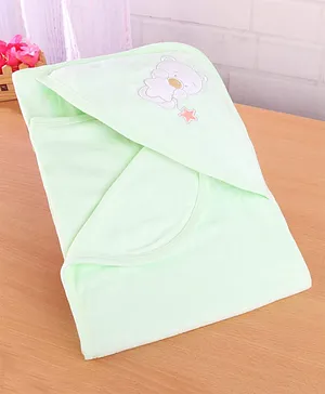 Babyhug Fox Embroidery Terry Hooded Bath Towel L 76 x B 76 cm - Pink