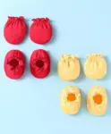 Ben Benny 100% Cotton Knit Solid & Printed Mittens & Booties Pack of...
