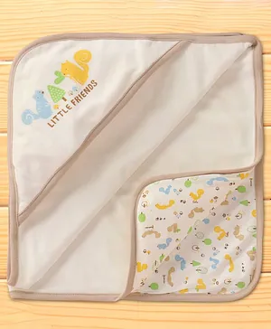 Babyhug Terry Knit Hooded Bath Towel With Animal Embroidery & Text