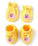 Babyhug 100% Cotton Knit Mittens & Booties with Floral Print - Red